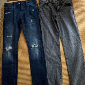 Aeropostale Men's Ripped Blue and Solid Gray Skinny Jeans